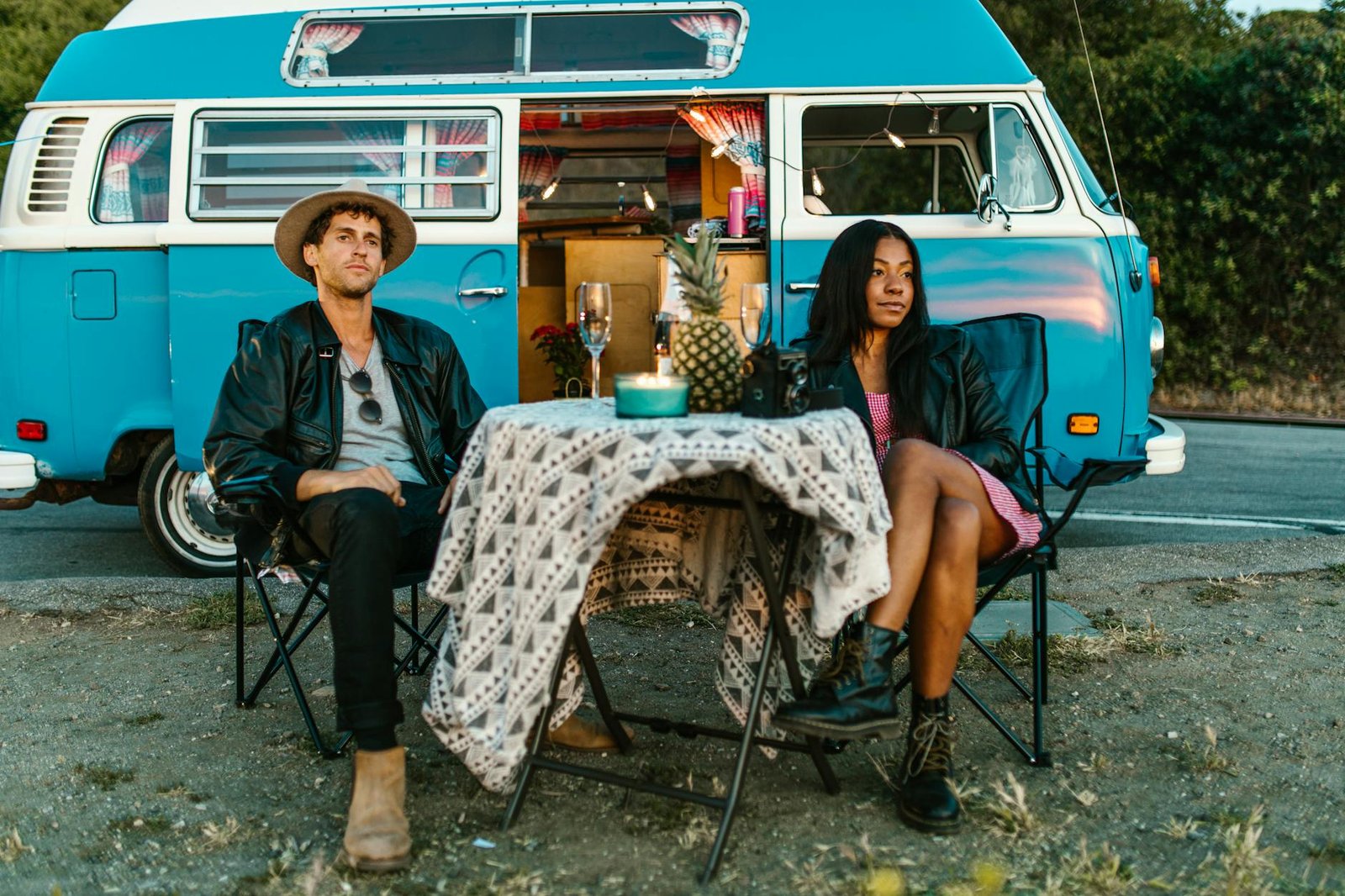 a couple sitting at the table