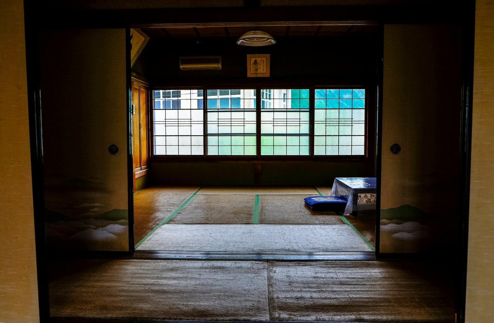 room with table and windows